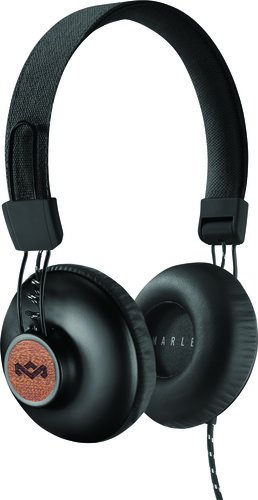 House of Marley, Positive Vibration 2 On-Ear Headphones - Comfortable Fit, Foldable Design, Premium Sound, Single Sided Tangle-free Braided Cable, EM-JH121-SB Signature Black