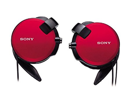 Sony Clip-on Stereo Headphones With Double Retractable Cord | MDR-Q68LW R Red (Japanese Imports)