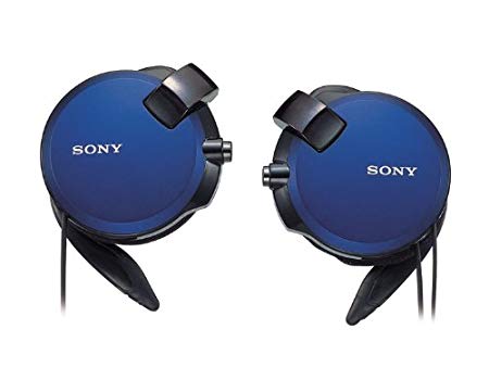 Sony Clip-on Stereo Headphones With Double Retractable Cord | MDR-Q68LW L Blue (Japanese Imports)