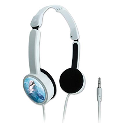 Novelty Travel Portable On-Ear Foldable Headphones Sea Ocean Life - Dolphin in the Ocean