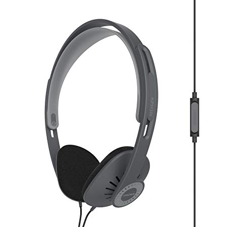 Koss KPH30ik On-Ear Headphones | In-Line Microphone & Remote | Lightweight | Deep Bass | Dark Grey