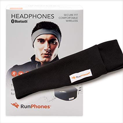 RunPhones Wireless Exercise Headphones | Bluetooth Easily Connects to Almost Any Device | Ideal for Workouts | Slim Speakers In a Moisture-Wicking Headband | Up to 13 Hours Playback | New Model 2017