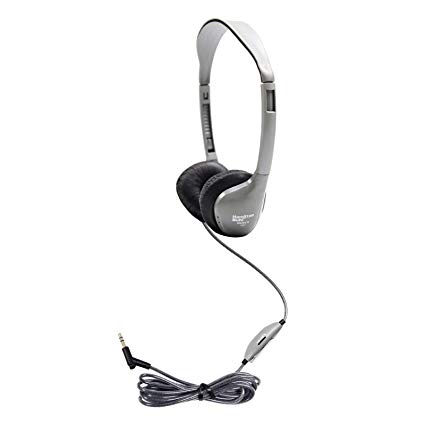 HamiltonBuhl SchoolMate On-Ear Stereo Headphone with Leatherette Cushions and in-line Volume