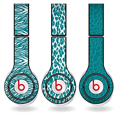 Teal Animal Print Set of 3 Headphone Skins for Beats Solo HD Headphones - Removable Vinyl Decal!