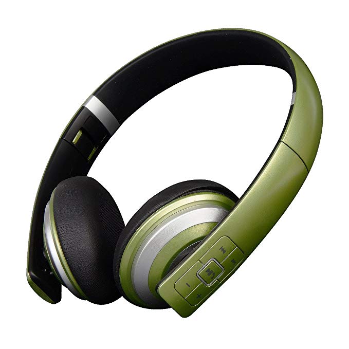 SNLSY Wireless Bluetooth Headphones Foldable On Ear Headset Stereo with Microphone (Green)