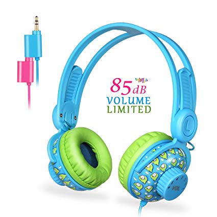 Kids Headphones, EasySMX Foldable Wired Kids Headphones, Safe Safe Food Grade Material, 85 dB Volume Limiting, 3.5mm Audio Jack, Easy Sharing for Children