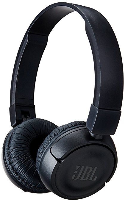 JBL T450BT Wireless On-Ear Headphones with Built-In Remote and Microphone (Black)