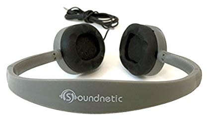 Soundnetic SN65 Flat Cool Gray Stereo Headphones with Rubber Earpads 25 Pack