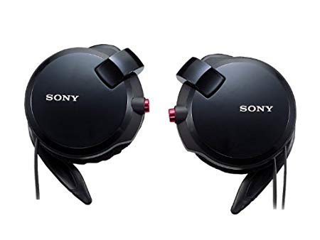 Sony Clip-on Stereo Headphones With Double Retractable Cord | MDR-Q68LW B Black (Japanese Imports)