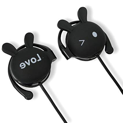 Qearfun Cute Rabbit Cartoon Stereo Earhook Headphone (Black)