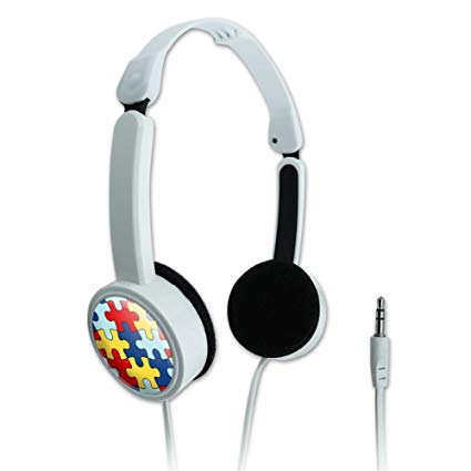 Autism Awareness Diversity Puzzle Pieces Novelty Travel Portable On-Ear Foldable Headphones