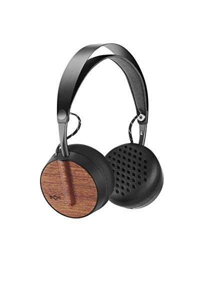 House of Marley, Buffalo Soldier Wireless Bluetooth On-Ear Headphones - 16 Hour Playtime, Removable 1-Button Microphone on Tangle Free Cable, Comes with Stash Bag, EM-JH091-SB Signature Black