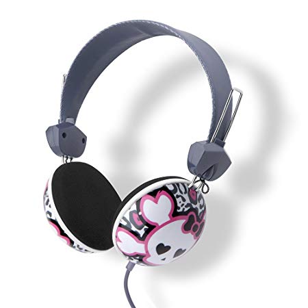 DGL PCK-825-PSKL Hype Pink Cookie Skull Headphones, White