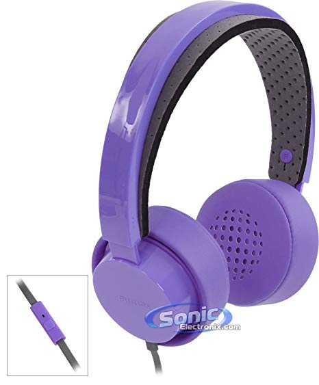 Philips CitiScape Metro SHL5205PP Shibuya Series On-Ear Headphones Stereo Headset with In-Line Microphone (Purple SHL5200 + Mic)