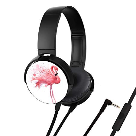 On-Ear Headphones,Lightweight,Rotatable Soft Memory-Protein Earmuffs Head Band Type Earphone,Music Headset(Flamingo)