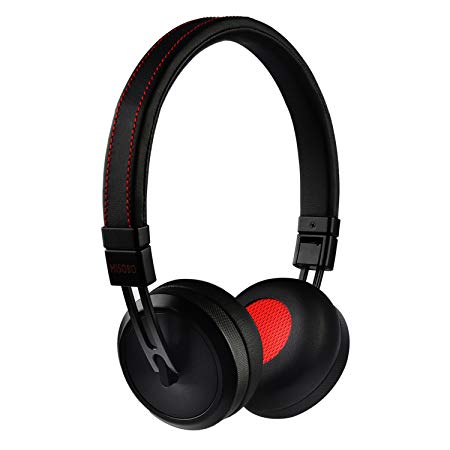 MISOBO BL-084 On-Ear Headphones,Hi-Fi Stereo Wired Headset and Heavy Bass，Noise Isolating，Foldable,Steel Frame, Protein Headband, Protein Earmuffs Earphones with Volume Control and Microphone -Black