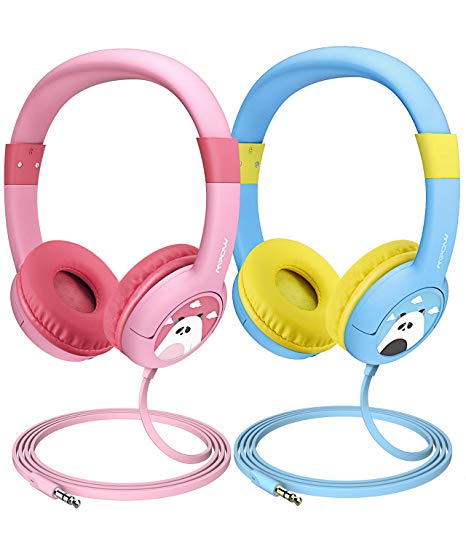 Mpow (2-Pack) Kids Headphones, Wired On-Ear Headphones with Music Sharing Function, 85dB Volume Limited Hearing Protection, Safe Food Grade Material, 3.5mm Audio Jack Headset for Children