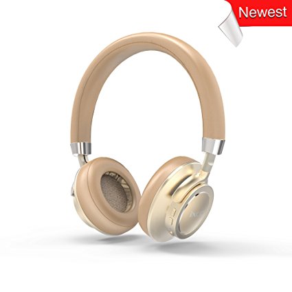 iXCC 17 Hrs Bluetooth V4.1 On-Ear Headphones with Mic, Hi-Fi Stereo Low Latency Wireless Headset, Soft Memory-Protein Earmuffs, and Wired Mode for PC/Cell Phones/TV - Gold