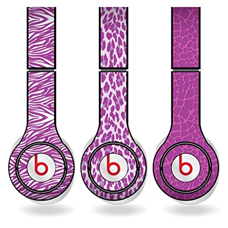 Purple Animal Print Set of 3 Headphone Skins for Beats Solo HD Headphones - Removable Vinyl Decal!