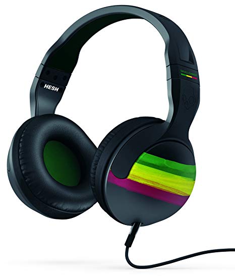 Skullcandy S6HSGY-410 Hesh 2 Over-Ear Headphone with Mic, Rasta/Green/Black