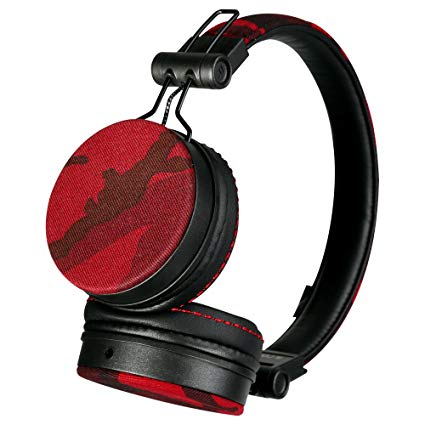 Wired On-Ear Headphones, Camo Series Lightweight Foldable Stereo Headphone with Enhanced Bass, Special Customized for Housing HipPop R&B By WU - Red